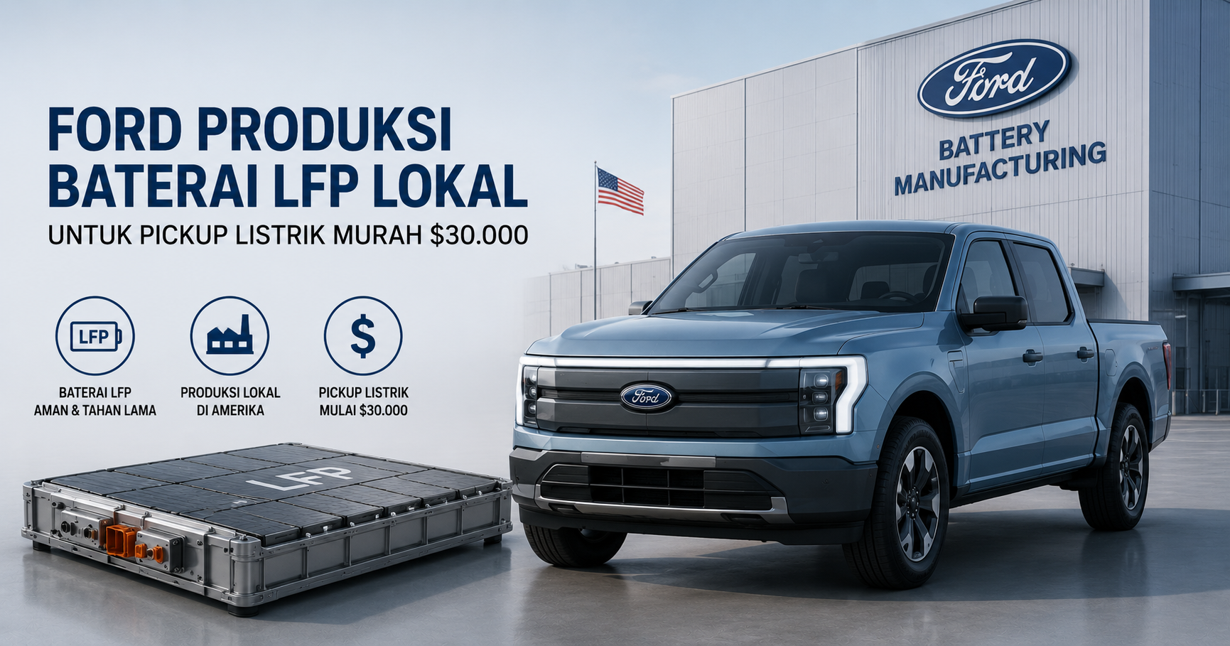 Ford Produksi Baterai LFP Lokal untuk Pickup Listrik Murah $30.000