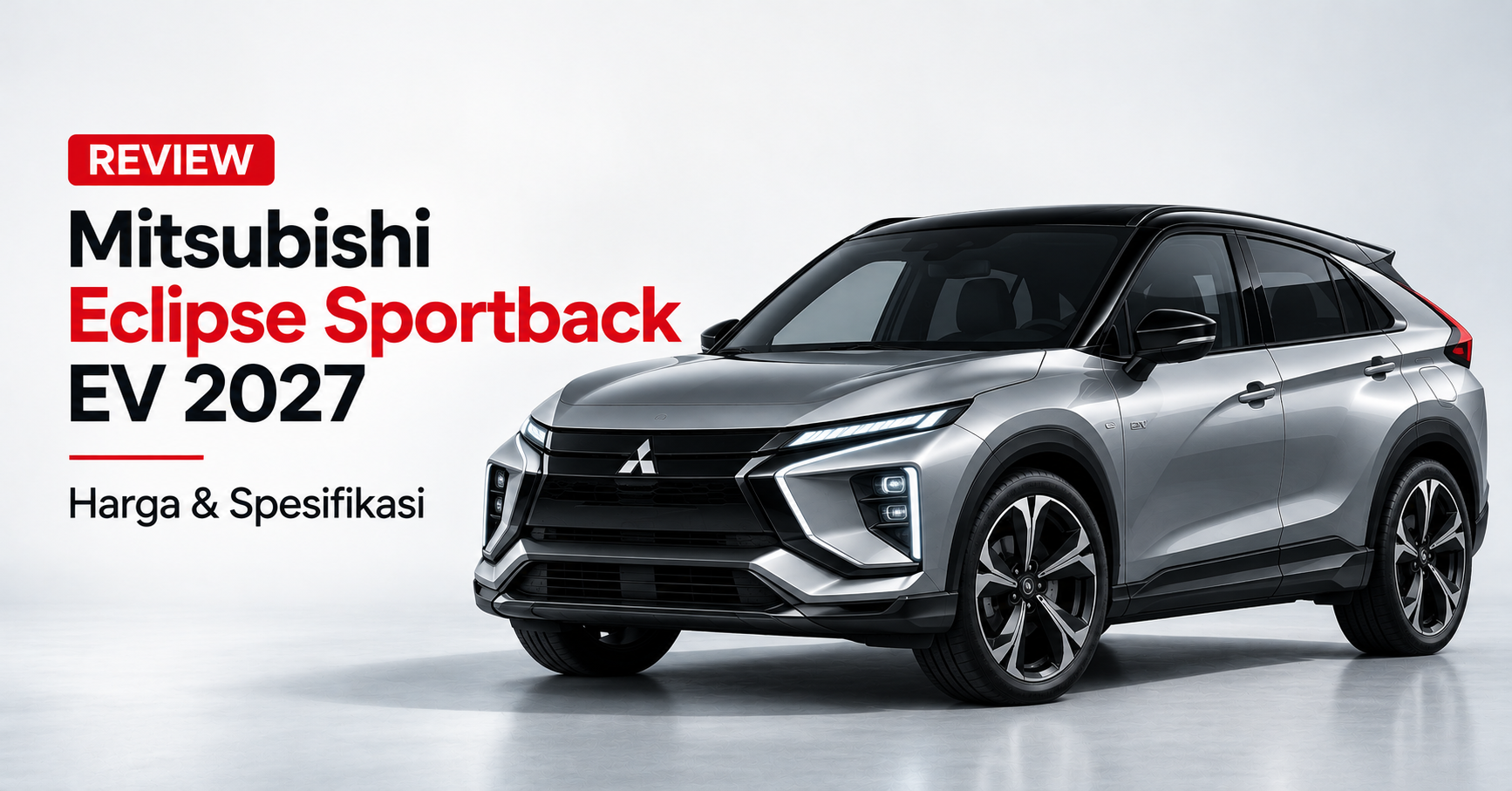 Mobil listrik sportback modern Mitsubishi Eclipse EV 2027 tampilan eksterior depan samping