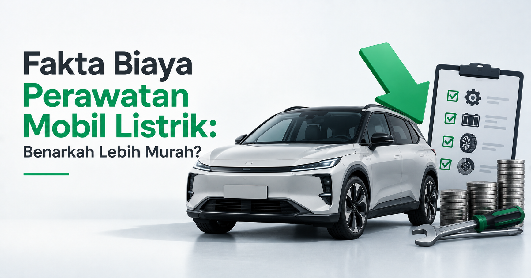 Ilustrasi biaya perawatan mobil listrik dengan teknisi melakukan servis EV